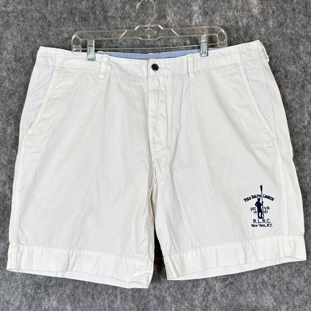 Polo Ralph Lauren Shorts White RLRC Rowing Club New York Boating Crew Preppy, 40
